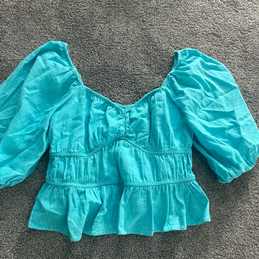 Vibrant Blue Peasant Blouse